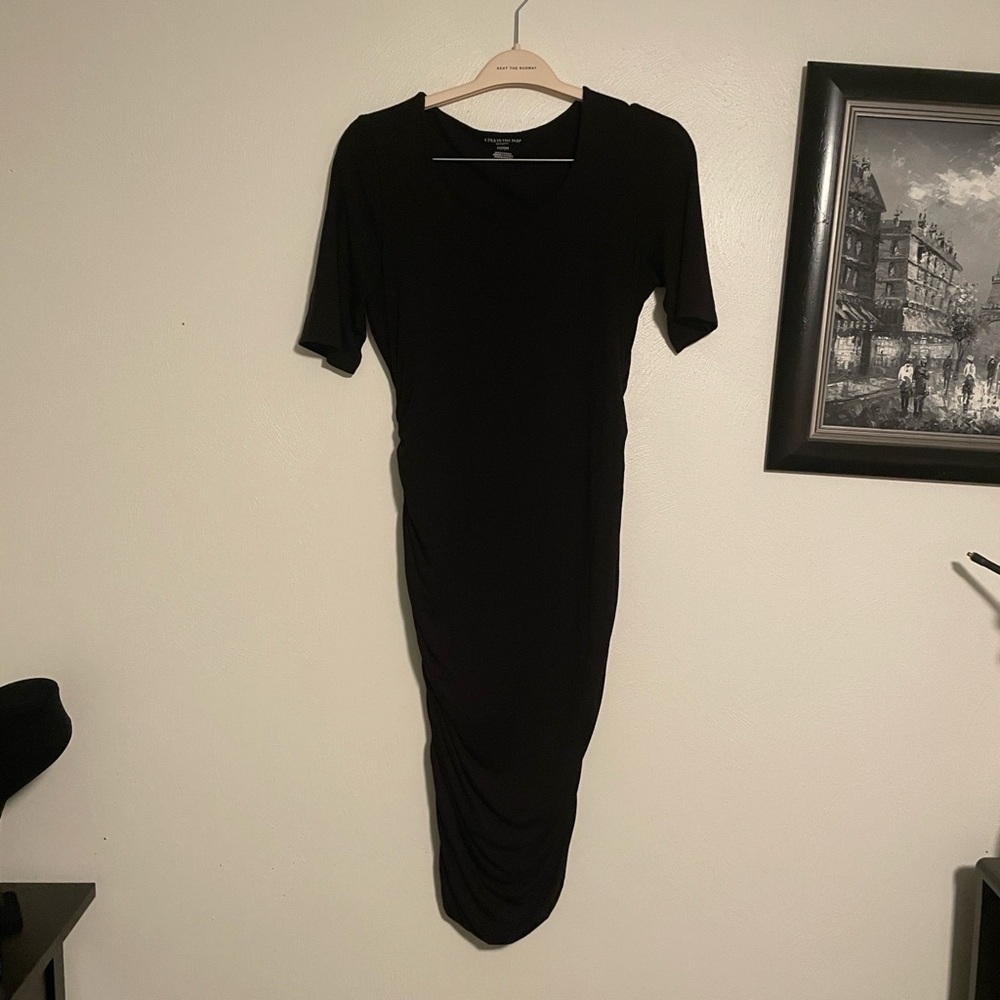 a pea in the pod black dress M medium everyday elegant jersey soft maternity